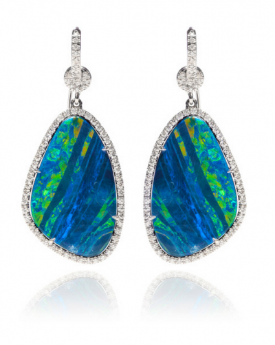 Nina Runsforf 18K White Gold Opals And Diamond Pave Earrings