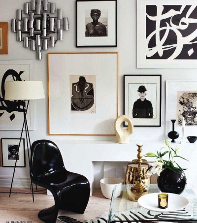 Take note of the incredible use of shape and form in this Ralph Lauren gallery wall.
